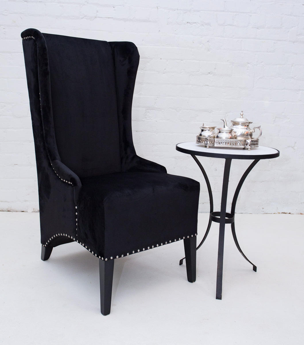Winged Large Black Velvet Chair Daughters & Co