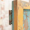 Original Wooden Yellow/Blue Door on Iron Stand - Image 5