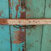 Original Wooden Yellow/Blue Door on Iron Stand - Image 7