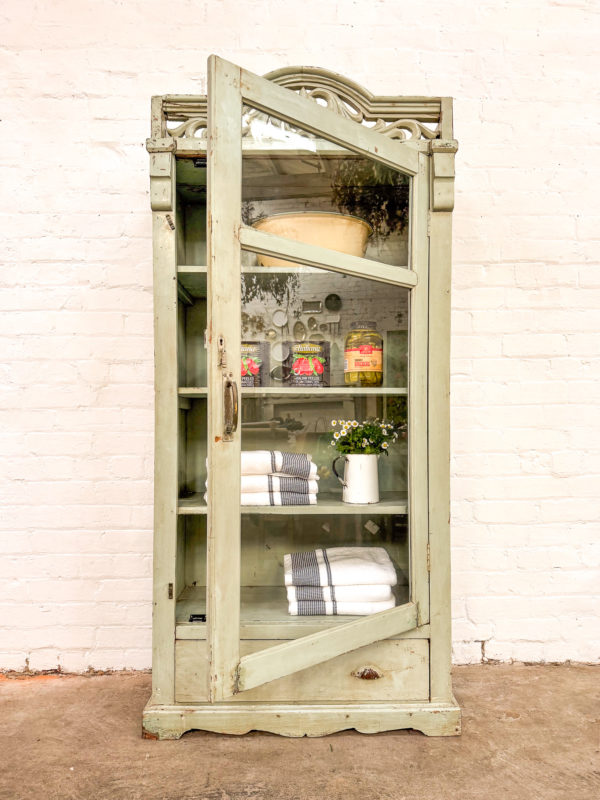 Original Duck Egg Blue Ornate Display Cabinet w/drawer - Image 7