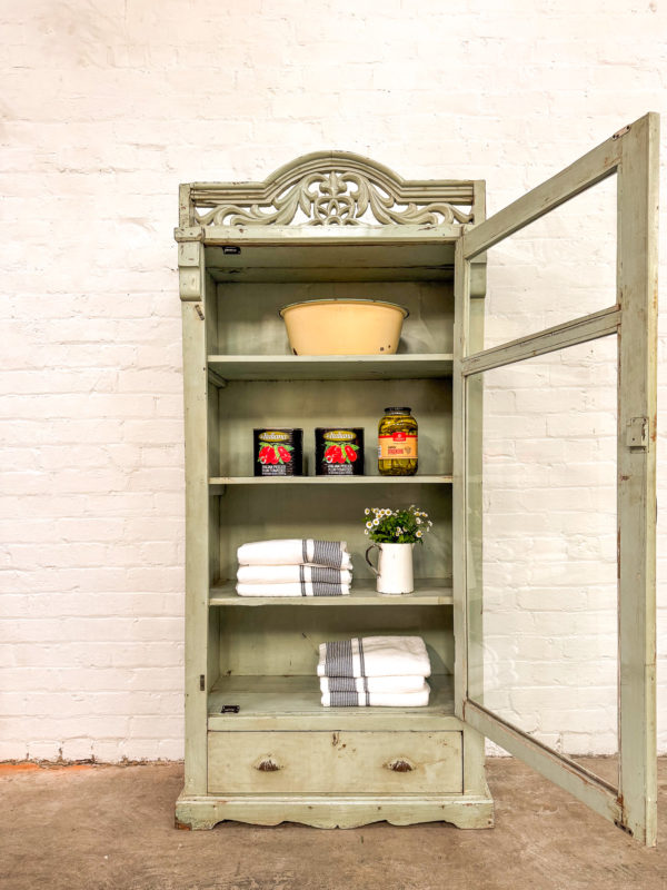 Original Duck Egg Blue Ornate Display Cabinet w/drawer - Image 9
